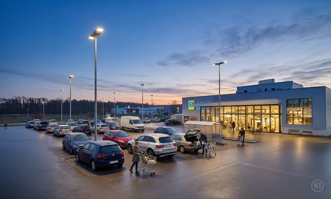 DOLPHIN beleuchtet einen Supermarktparkplatz