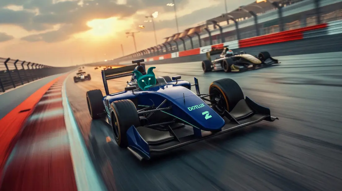 Lynx Hamilton in a Formula 1 racing car