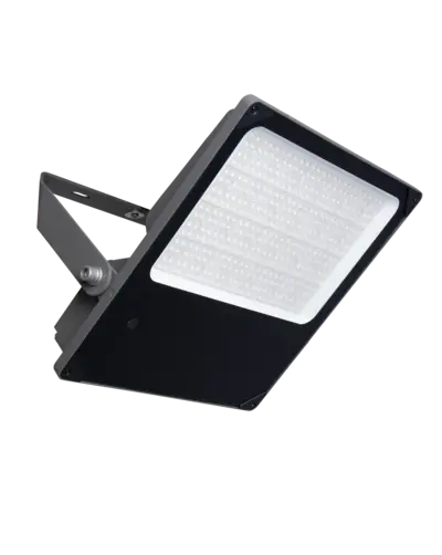 Plafonnier industriel à LED noir avec boîtier robuste et support annulaire, idéal pour les grandes pièces ou les entrepôts.