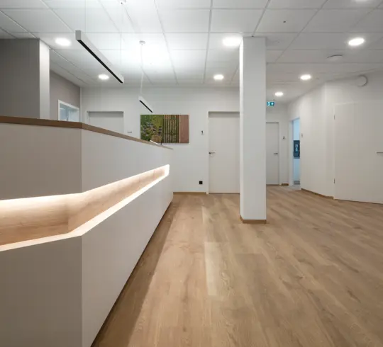The reception area of a doctor’s surgery